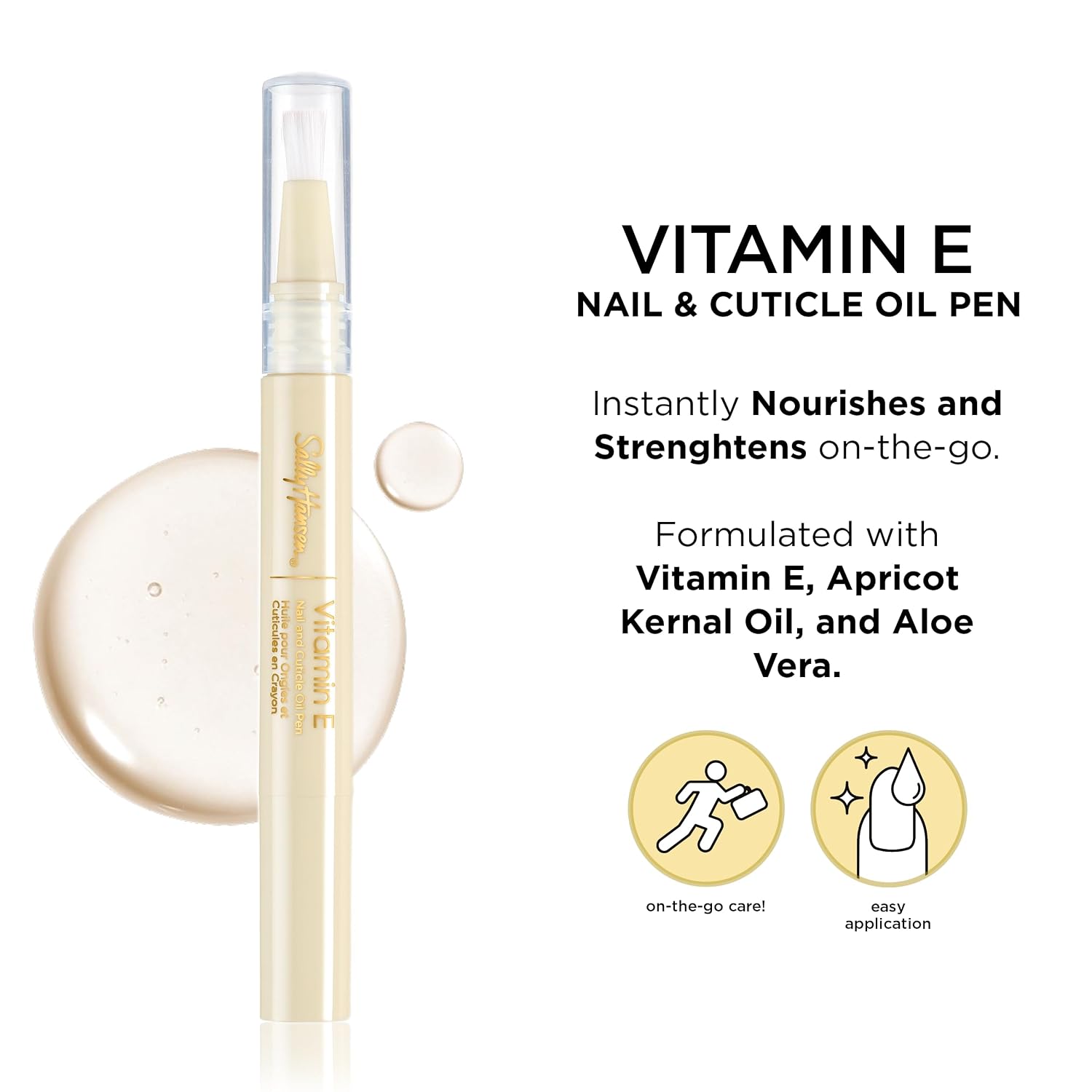Sally Hansen Nail Treatment Vitamin E Nail & Cuticle Oil™ | Enriched with Natural Essential Oils & Vitamin E | Deeply Nourishes & Conditions Dry Nails & Cuticles
