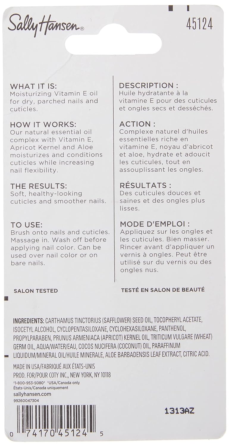 Sally Hansen Nail Treatment Vitamin E Nail & Cuticle Oil™ | Enriched with Natural Essential Oils & Vitamin E | Deeply Nourishes & Conditions Dry Nails & Cuticles