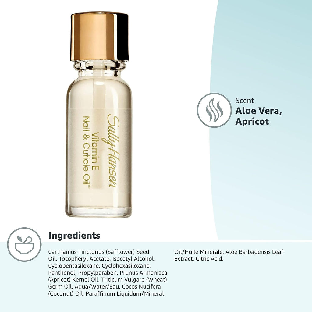 Sally Hansen Nail Treatment Vitamin E Nail & Cuticle Oil™ | Enriched with Natural Essential Oils & Vitamin E | Deeply Nourishes & Conditions Dry Nails & Cuticles