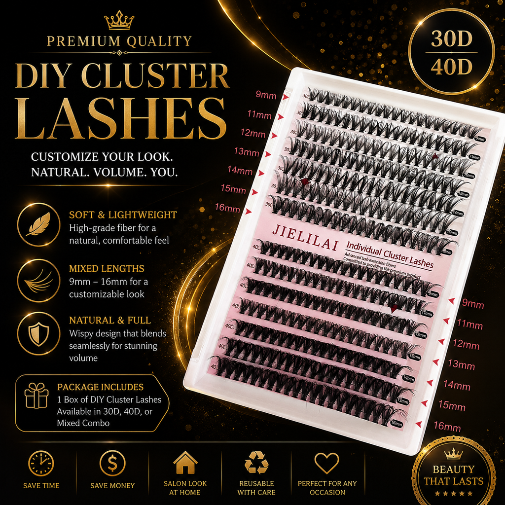 Premium DIY Cluster Lashes Kit – Wispy Individual Lash Extensions Mixed Lengths, Reusable False Eyelashes