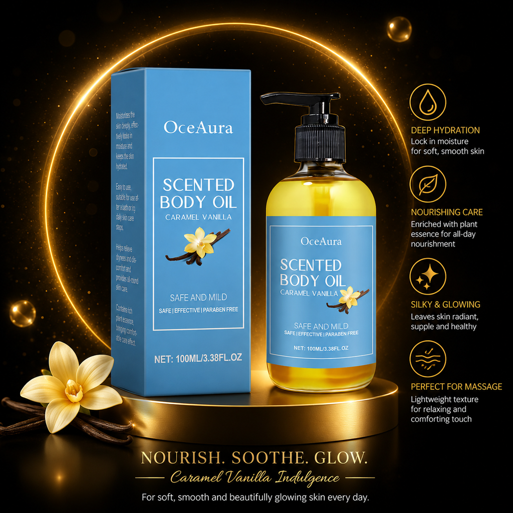 Golden Caramel Vanilla Body Oil – Luxury Hydration & Lasting Glow
