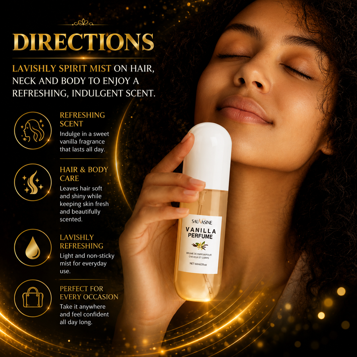Vanilla Bliss Hair & Body Mist Spray – Long Lasting Fragrance 60ml