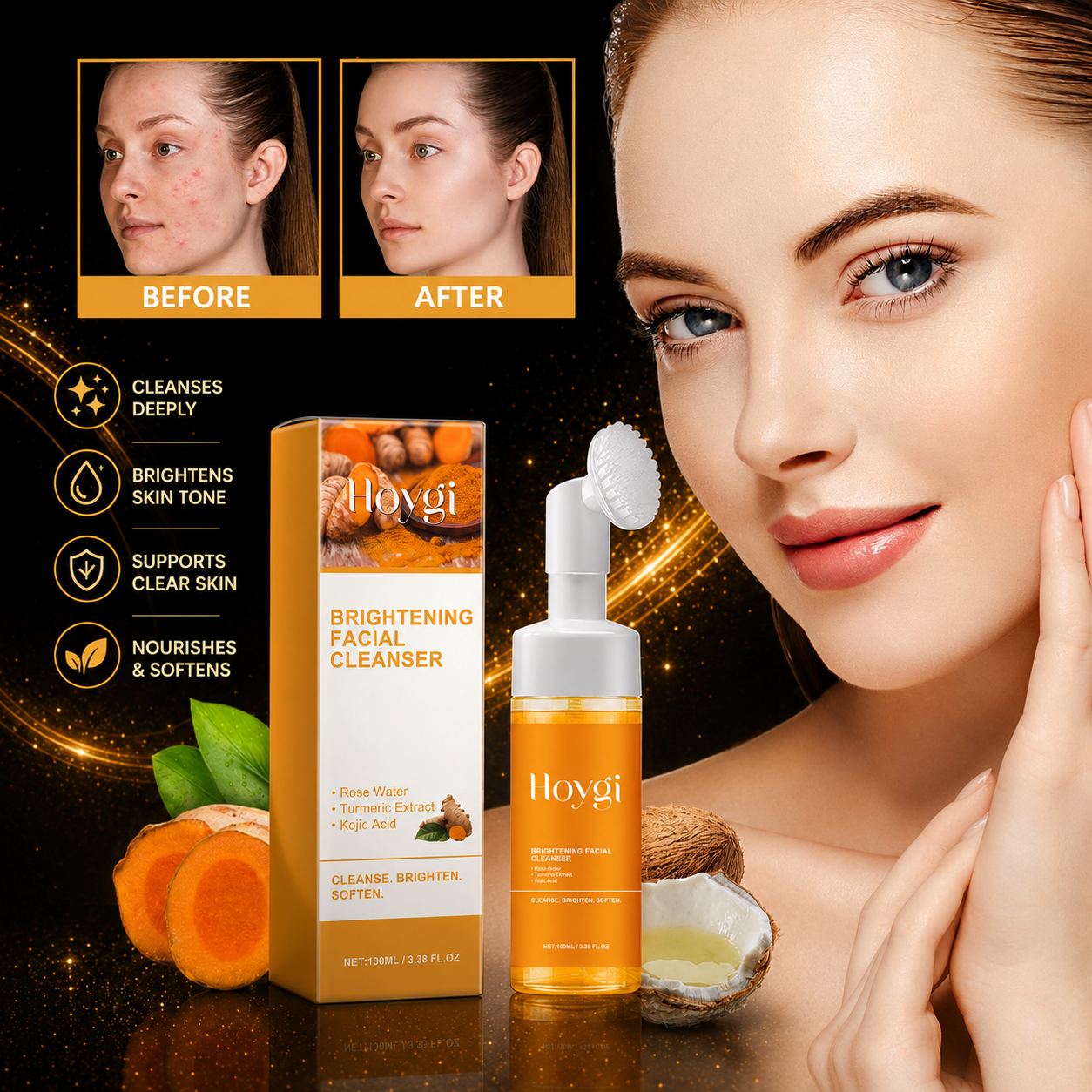 Turmeric Glow Facial Cleanser – Deep Pore Cleansing & Skin Brightening Wash