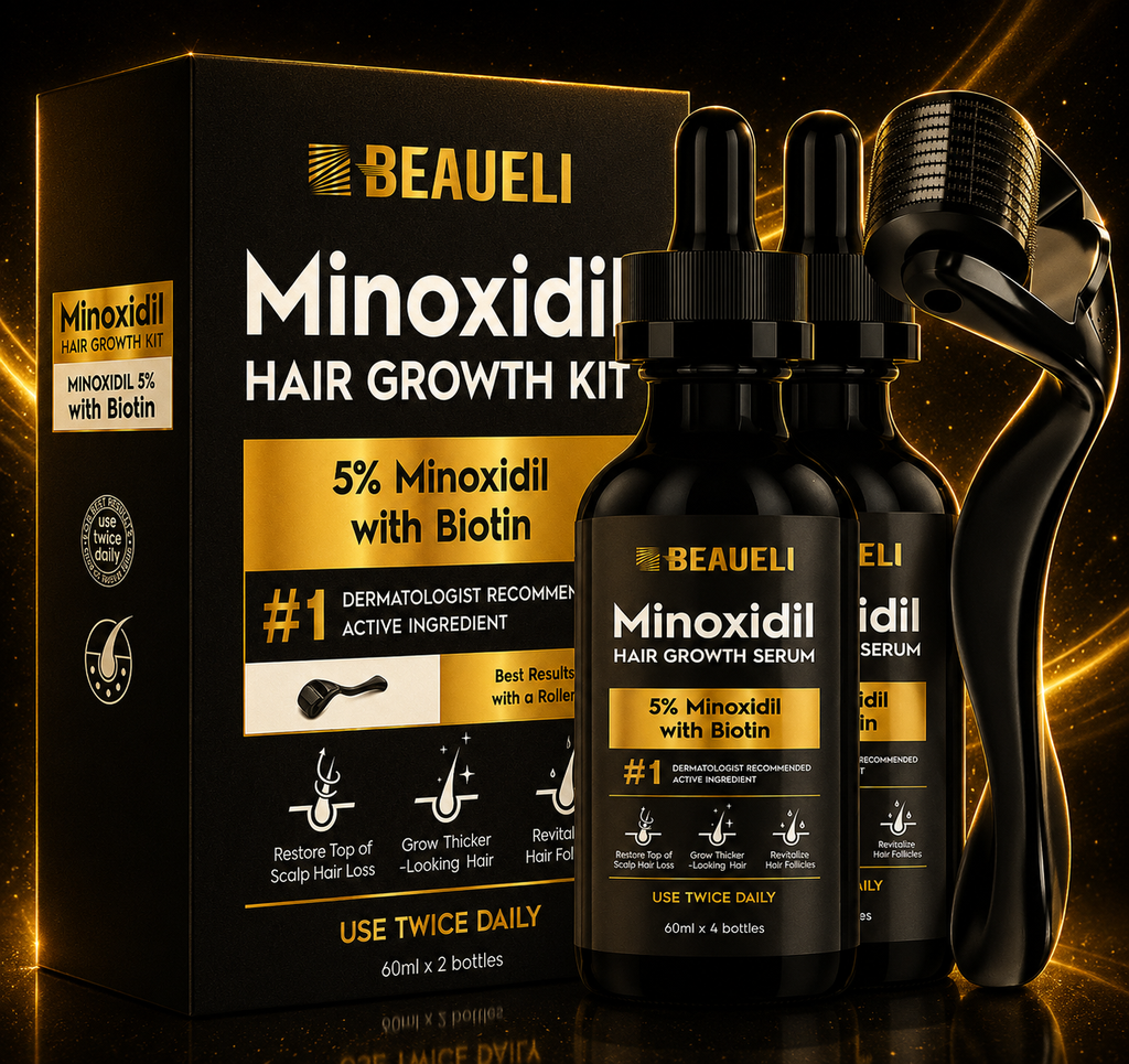 Beaueli 5% Minoxidil Beard Growth Serum – Hair & Beard Regrowth Treatment for Fuller, Thicker Growth