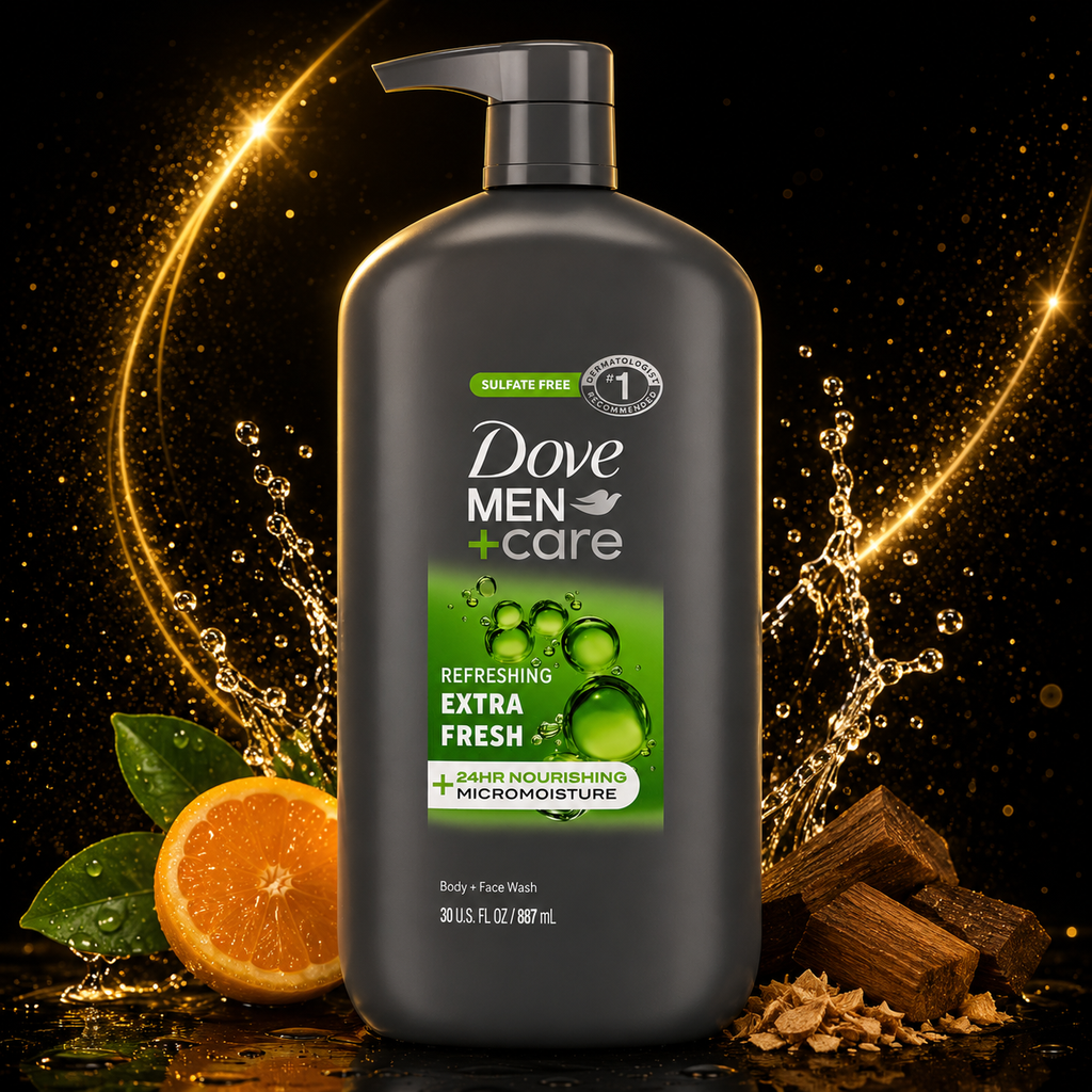 Men's Extra Fresh Body Wash & Face Cleanser – 24H Hydration Formula 30 oz