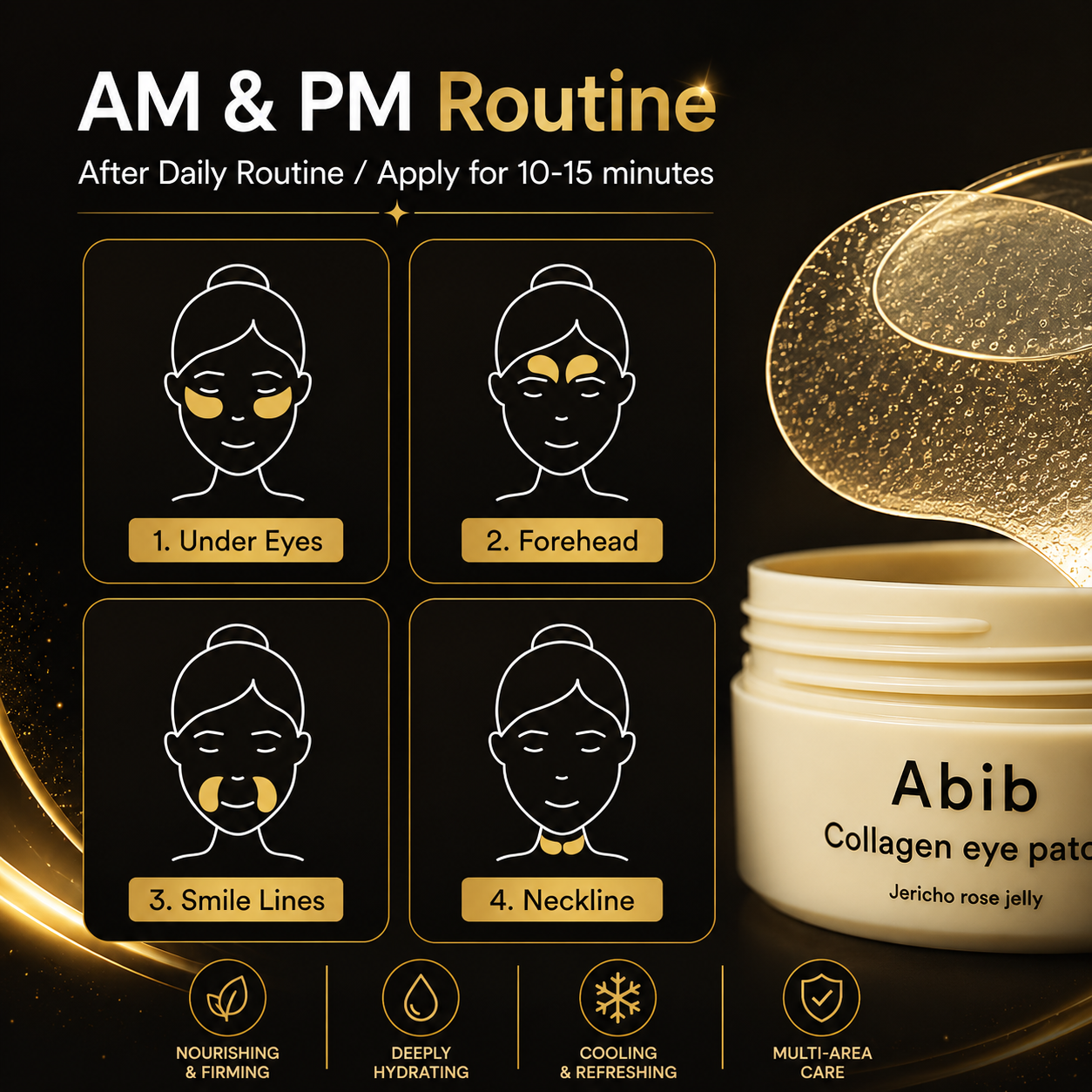 Abib PDRN Retinal Eye Patches – Brightening & Depuffing Under Eye Treatment (60 Count)
