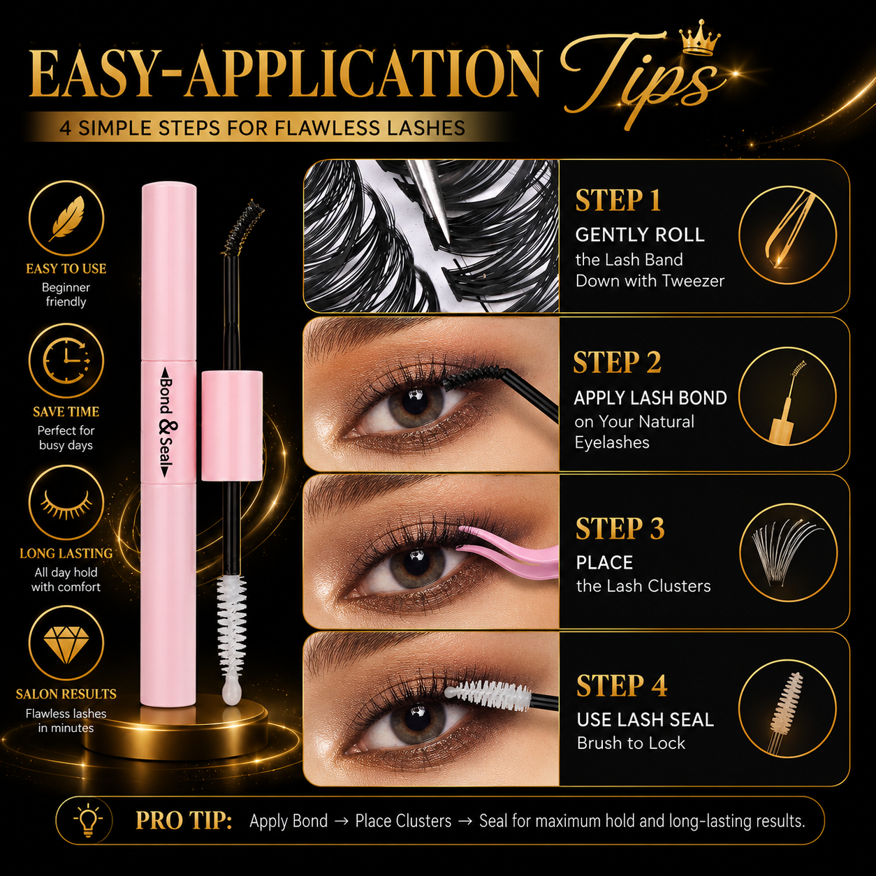 Premium DIY Cluster Lashes Kit – Wispy Individual Lash Extensions Mixed Lengths, Reusable False Eyelashes