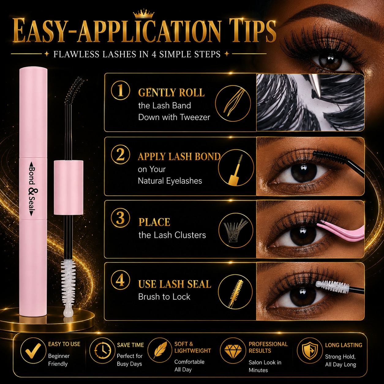 Premium DIY Cluster Lashes Kit – Wispy Individual Lash Extensions Mixed Lengths, Reusable False Eyelashes