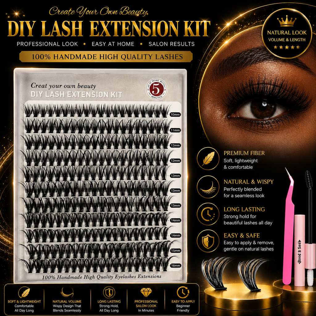 Premium DIY Cluster Lashes Kit – Wispy Individual Lash Extensions Mixed Lengths, Reusable False Eyelashes