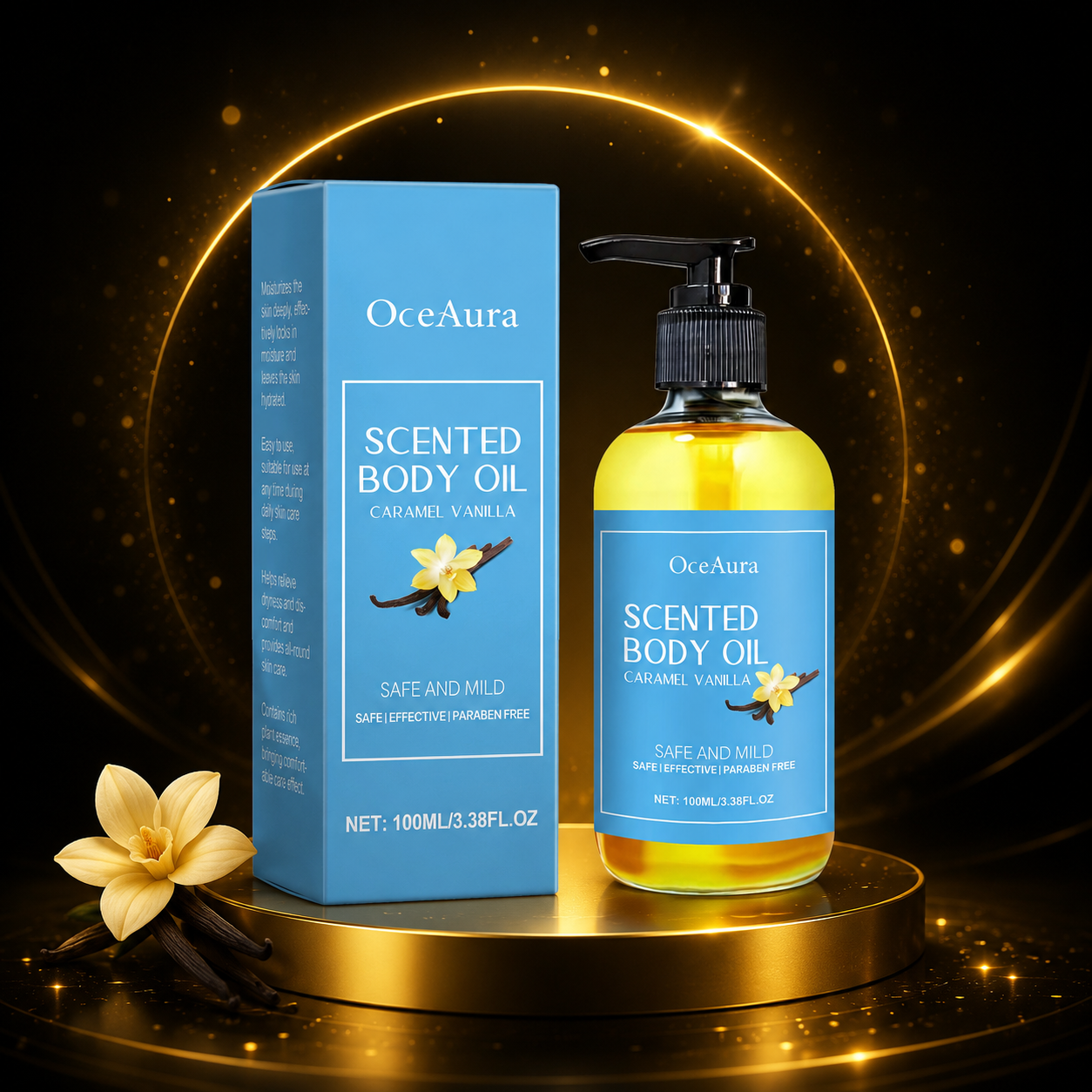 Golden Caramel Vanilla Body Oil – Luxury Hydration & Lasting Glow