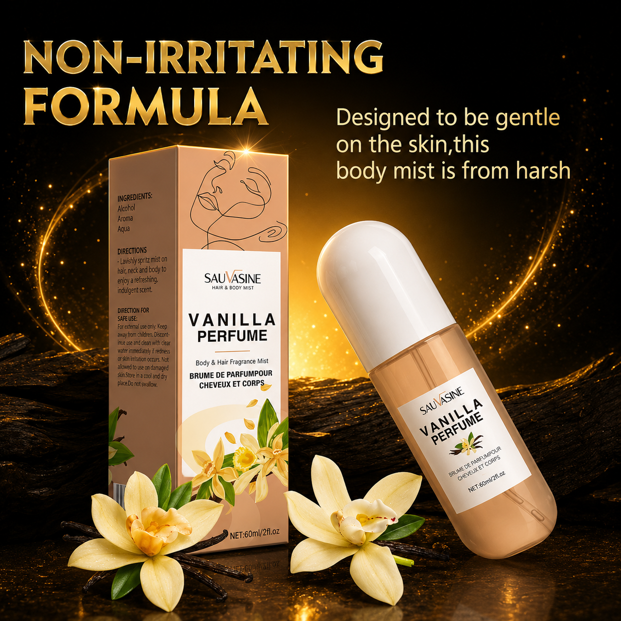Vanilla Bliss Hair & Body Mist Spray – Long Lasting Fragrance 60ml