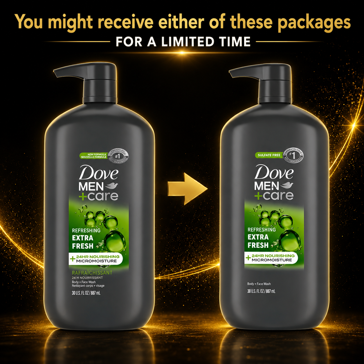 Men's Extra Fresh Body Wash & Face Cleanser – 24H Hydration Formula 30 oz