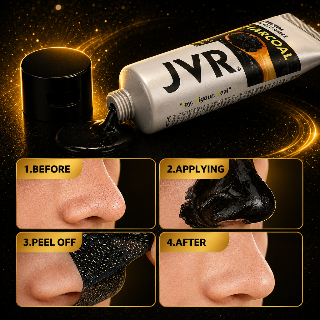 JVR Charcoal Face Mask – Powerful Blackhead Remover & Deep Pore Cleansing Peel-Off Treatment, 4.23 OZ