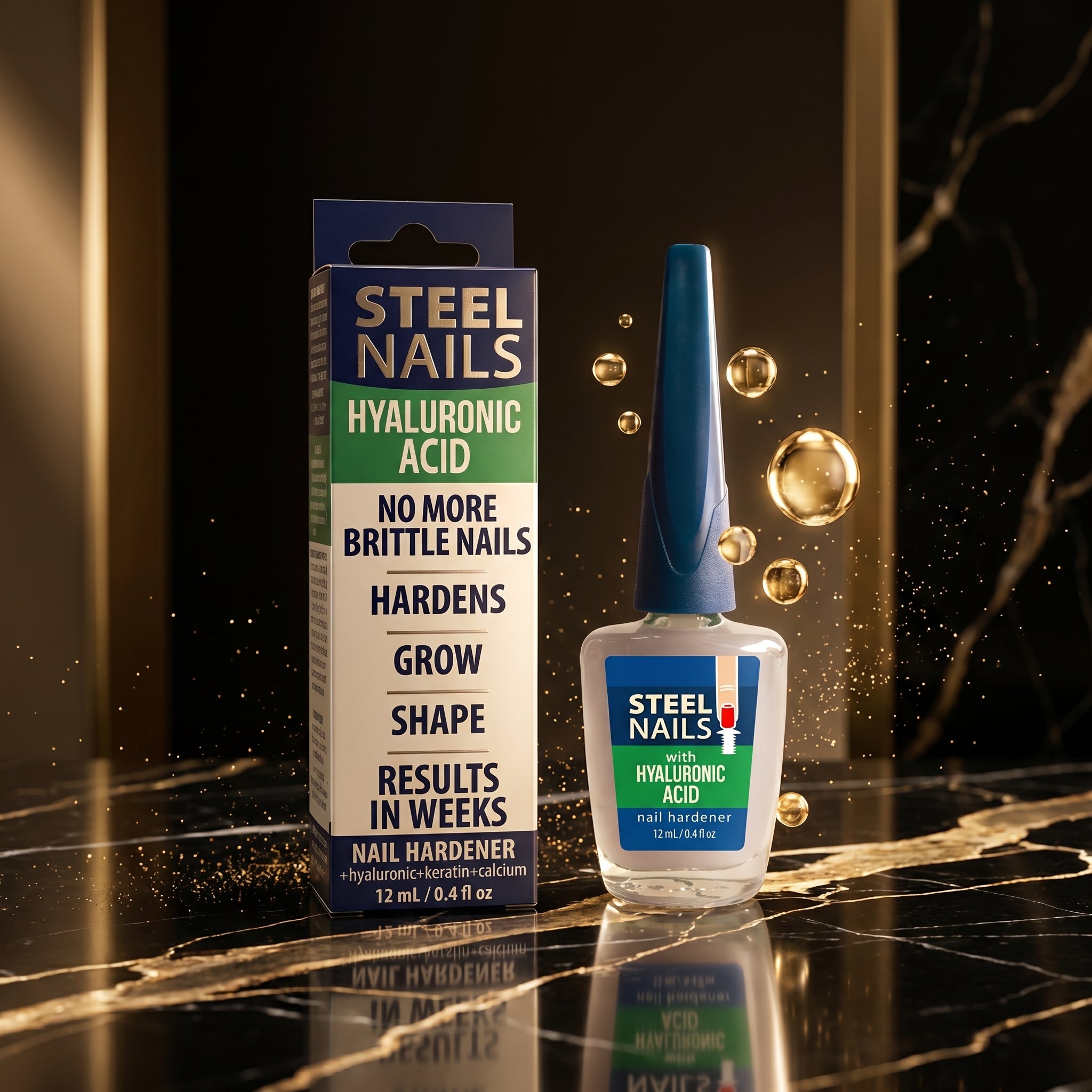 Amen Steel Nails Hardener with Hyaluronic Acid 0.40oz, No More Brittle Nails, Grow, Harden in Weeks