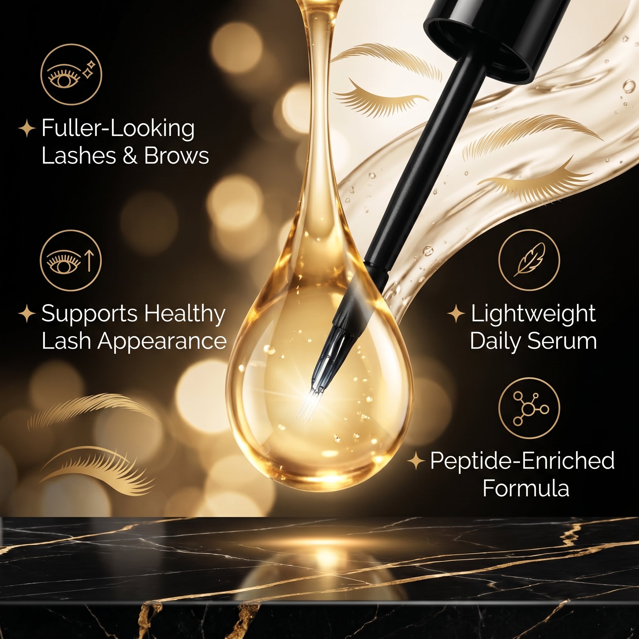 Lash & Brow Strengthening Peptide Serum – Fuller Looking Brows and Lashes